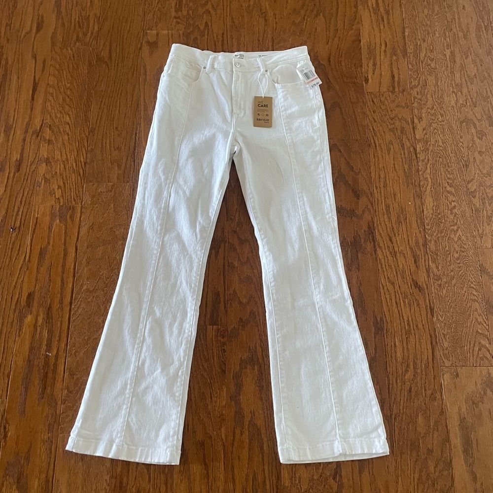 High waisted white jeans